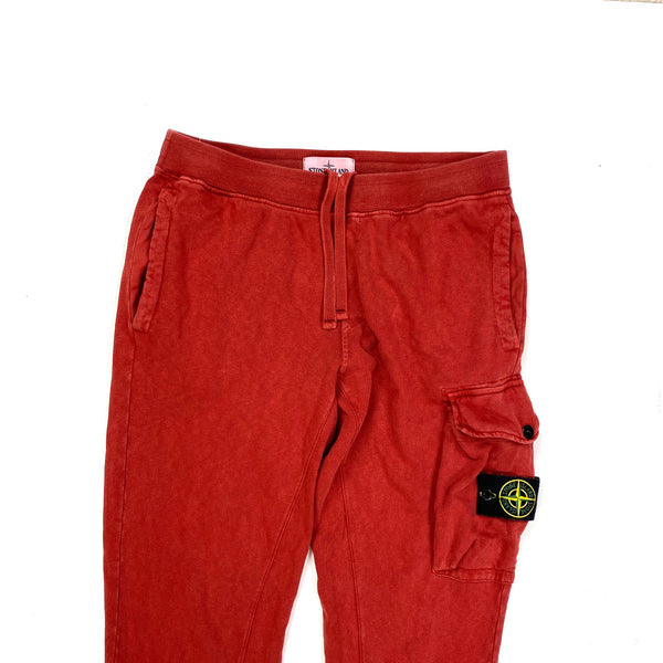 Stone Island Red Cotton Jogging Bottoms