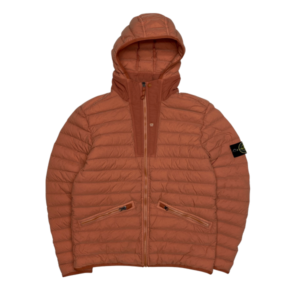 Stone Island 2019 Orange Loom Woven Down Puffer Jacket