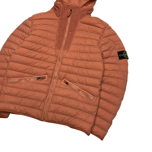 Stone Island 2019 Orange Loom Woven Down Puffer Jacket