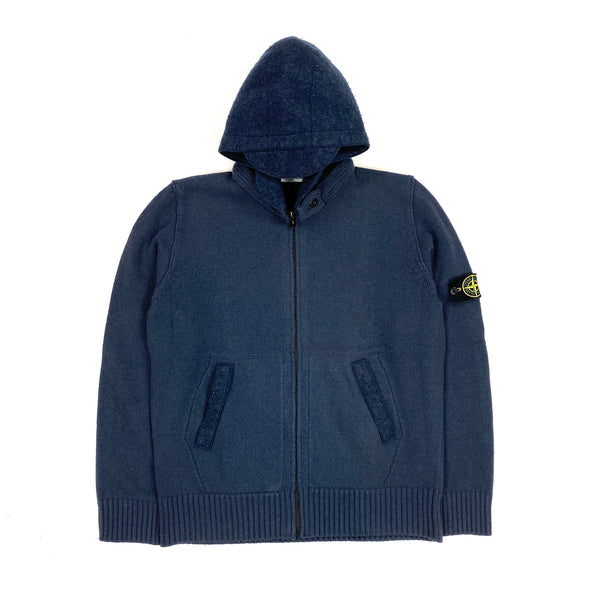 Stone Island Grey Wool Zipped Hoodie