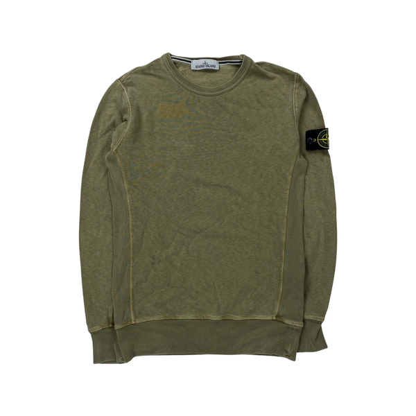 Stone Island Olive Green Cotton Crewneck Sweatshirt