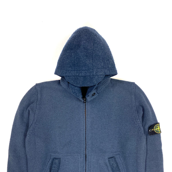 Stone Island Grey Wool Zipped Hoodie