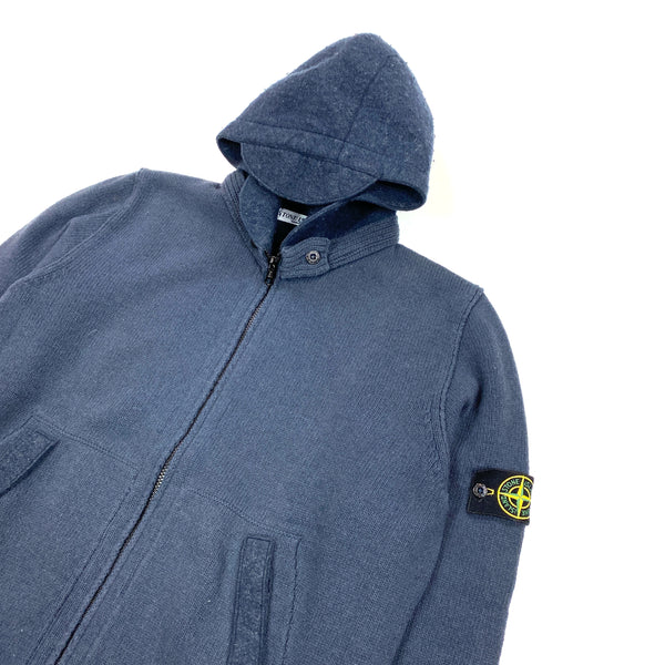 Stone Island Grey Wool Zipped Hoodie