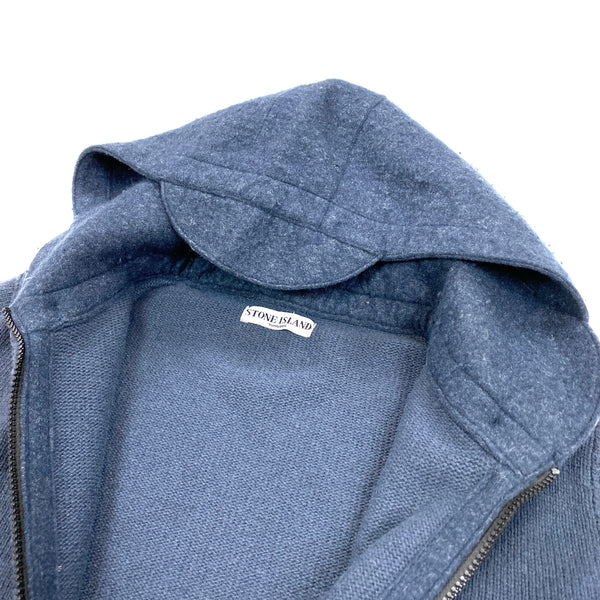 Stone Island Grey Wool Zipped Hoodie