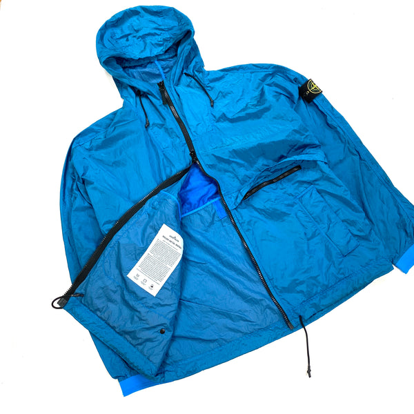Stone Island Blue Nylon Metal Watro Hooded Jacket