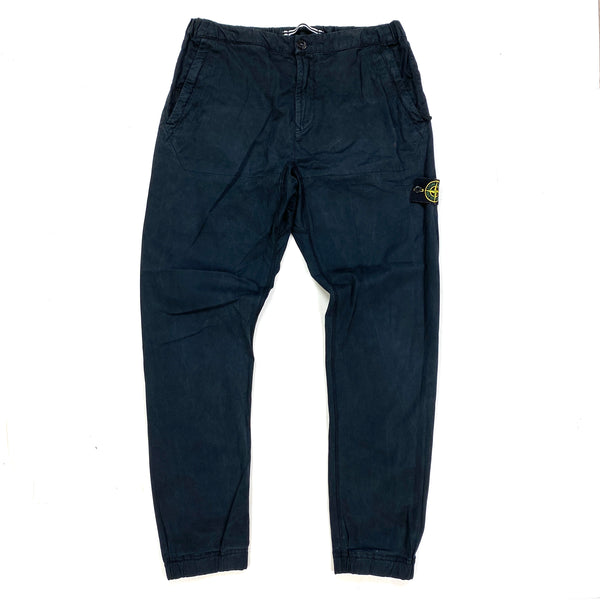 Stone Island Black Thick Cotton Tapered Cargo Trousers