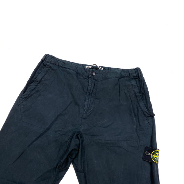 Stone Island Black Thick Cotton Tapered Cargo Trousers