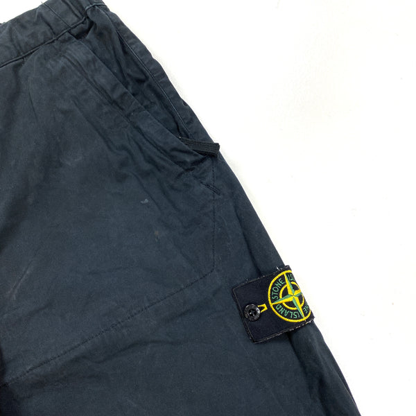 Stone Island Black Thick Cotton Tapered Cargo Trousers