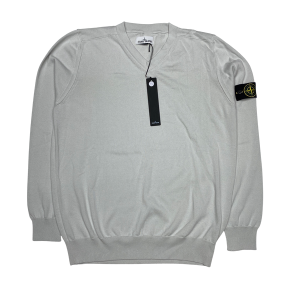 Stone Island 2022 Grey Soft Knit V Neck Jumper