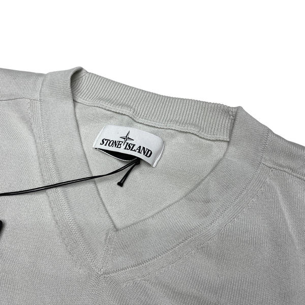 Stone Island 2022 Grey Soft Knit V Neck Jumper