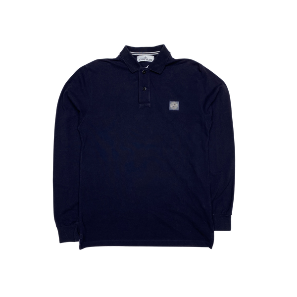 Stone Island 2017 Navy Longsleeve Cotton Polo Shirt