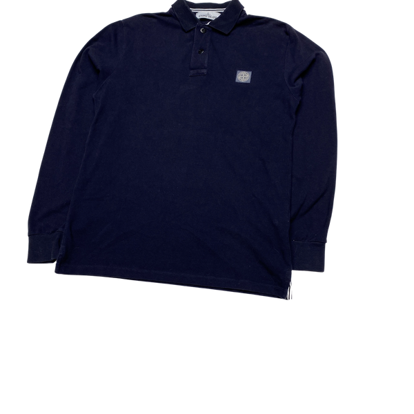 Stone Island 2017 Navy Longsleeve Cotton Polo Shirt