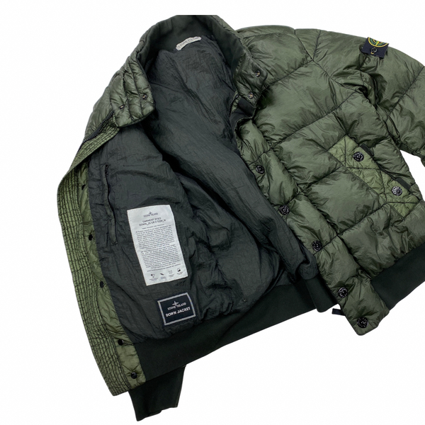 Stone Island Khaki Green Garment Dyed Down Filled Puffer Jacket