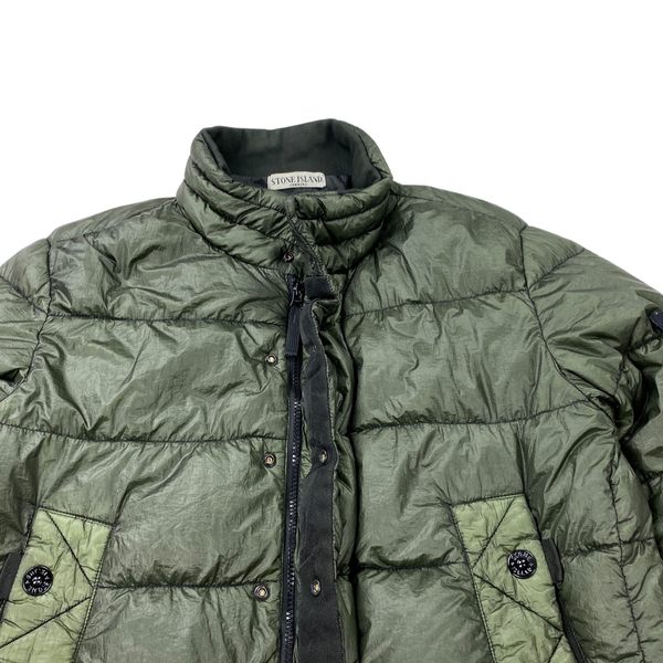 Stone Island Khaki Green Garment Dyed Down Filled Puffer Jacket