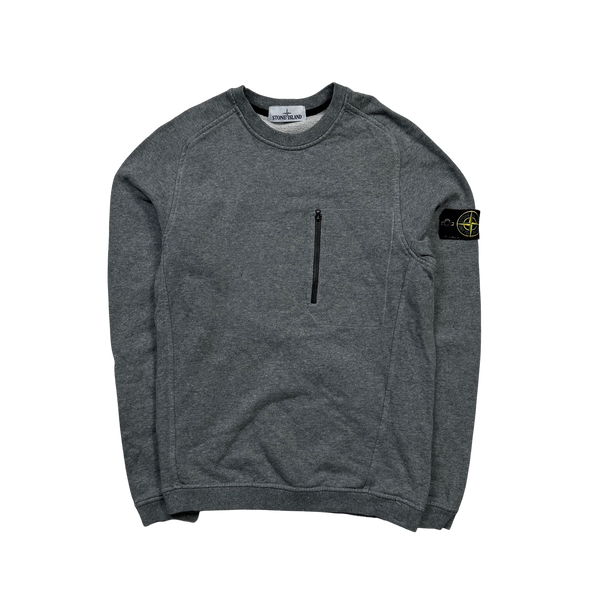 Stone Island Grey Chest Pocket Sweatshirt - Small