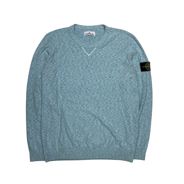 Stone Island 2020 Blue Soft Cotton Knit Crewneck