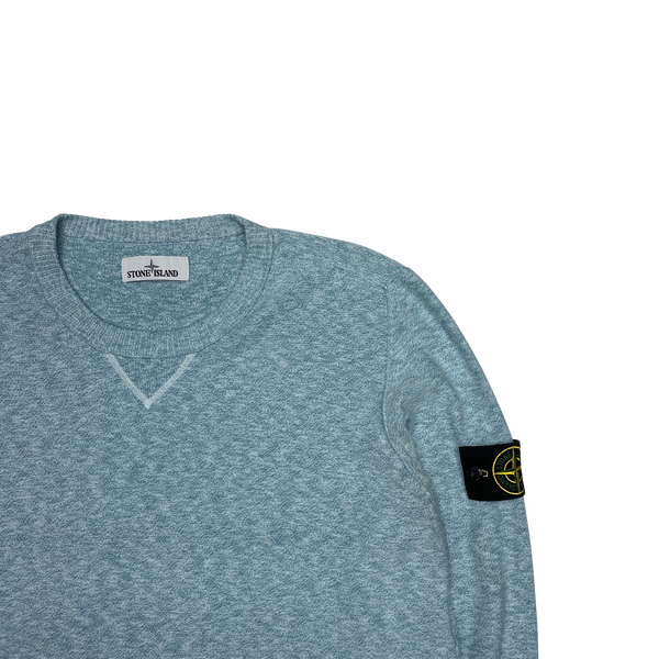 Stone Island 2020 Blue Soft Cotton Knit Crewneck