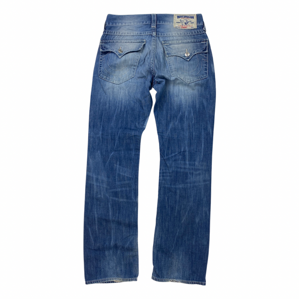 True Religion Patchwork Ripped Denim Straight Fit Jeans