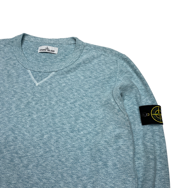 Stone Island 2020 Blue Soft Cotton Knit Crewneck