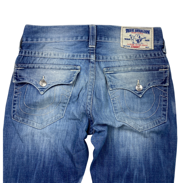 True Religion Patchwork Ripped Denim Straight Fit Jeans