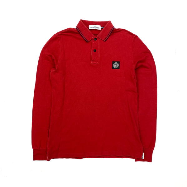 Stone Island Red Cotton Longsleeve Polo