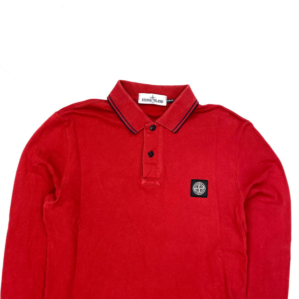 Stone Island Red Cotton Longsleeve Polo