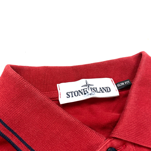 Stone Island Red Cotton Longsleeve Polo