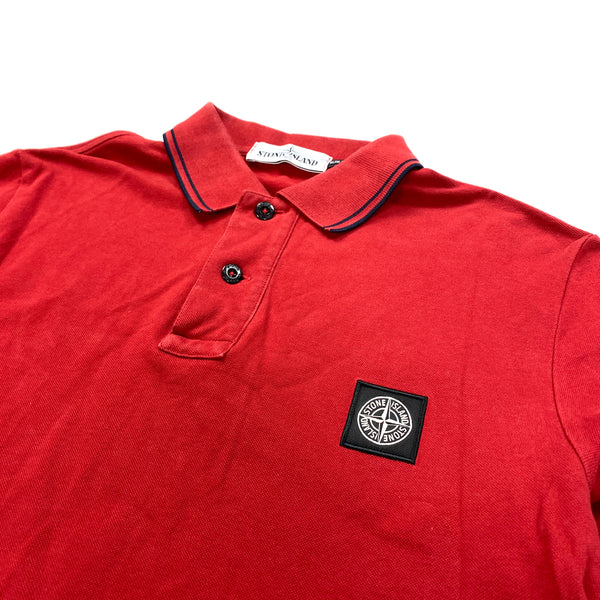 Stone Island Red Cotton Longsleeve Polo
