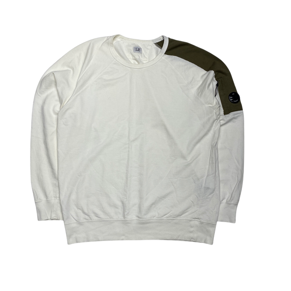 CP Company White Crewneck Lens Viewer Sweatshirt