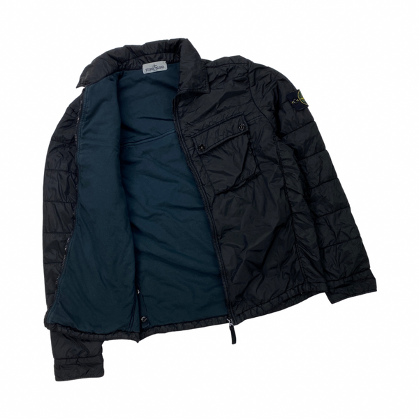 Stone Island Black Micro Yarn Cotton Lined Overshirt Jacket