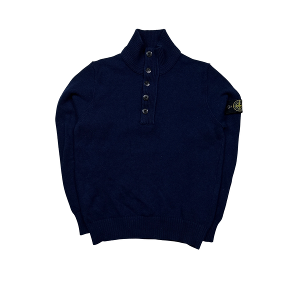 Stone Island 2017 Blue High Neck Knitted Jumper - Large
