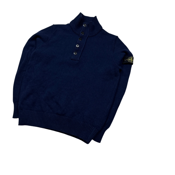 Stone Island 2017 Blue High Neck Knitted Jumper - Large