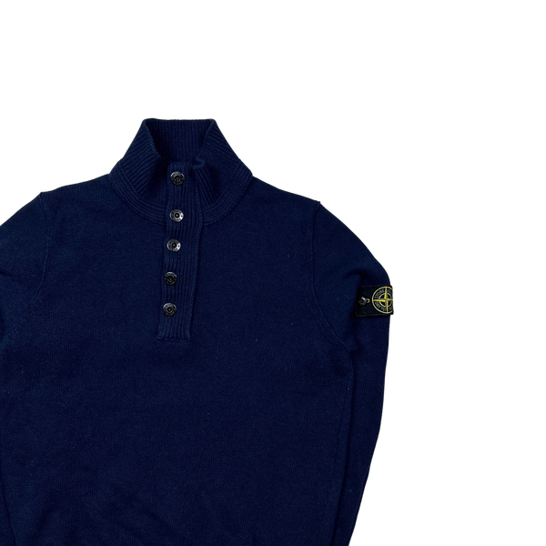 Stone Island 2017 Blue High Neck Knitted Jumper - Large