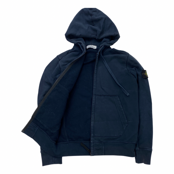 Stone Island Navy Cotton Zipped Hoodie