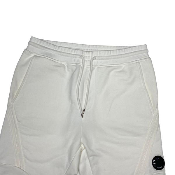 CP Company Heavy White Cotton Diagonal Zipped Joggers