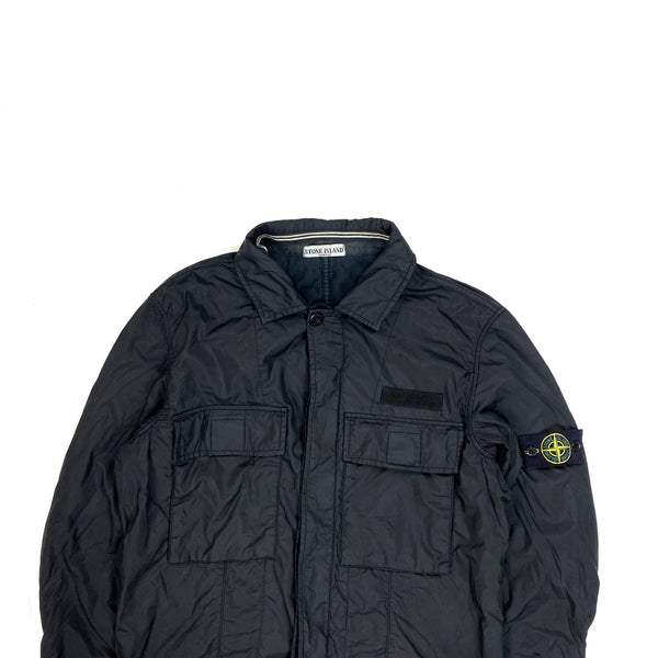 Stone Island Black Nylon Shell Cotton Lined Overshirt