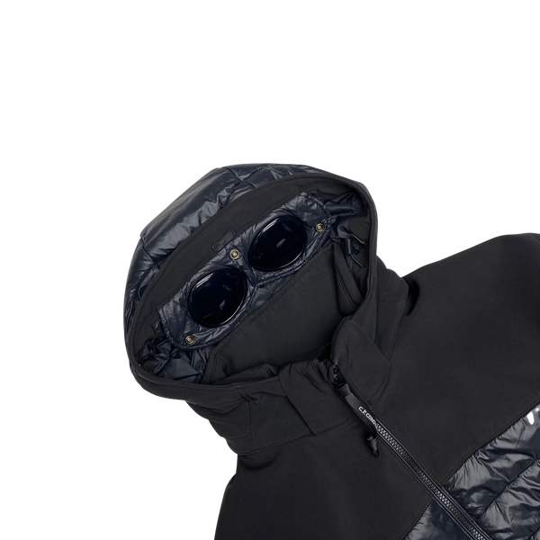 CP Company Black Hybrid Soft Shell Goggle Jacket