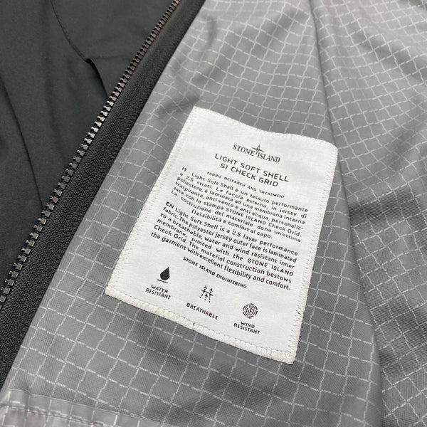 Stone Island Black Light Soft Shell Grid Check Jacket