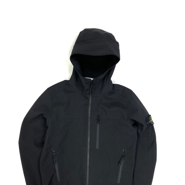 Stone Island Black Soft Shell R Hooded Jacket