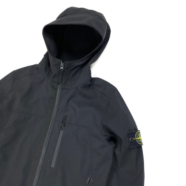 Stone Island Black Soft Shell R Hooded Jacket
