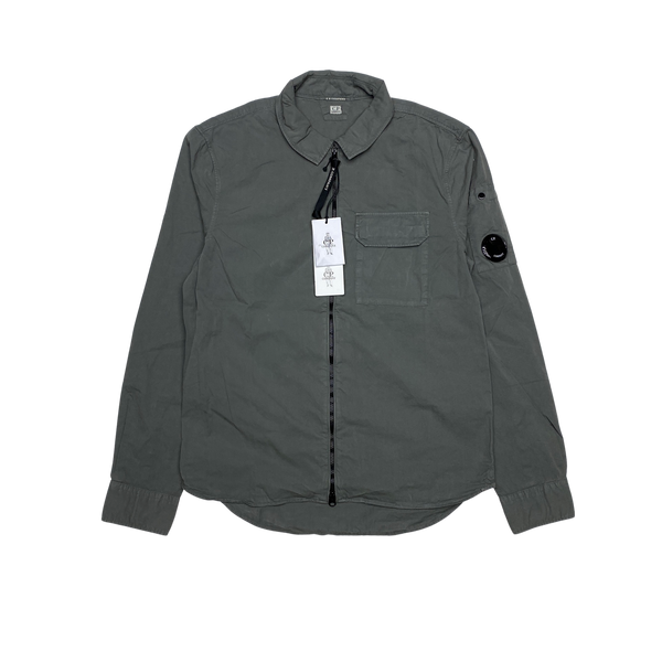 CP Company Grey Gabardine Zipped Overshirt