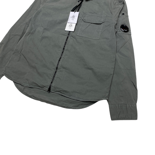 CP Company Grey Gabardine Zipped Overshirt