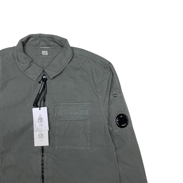 CP Company Grey Gabardine Zipped Overshirt