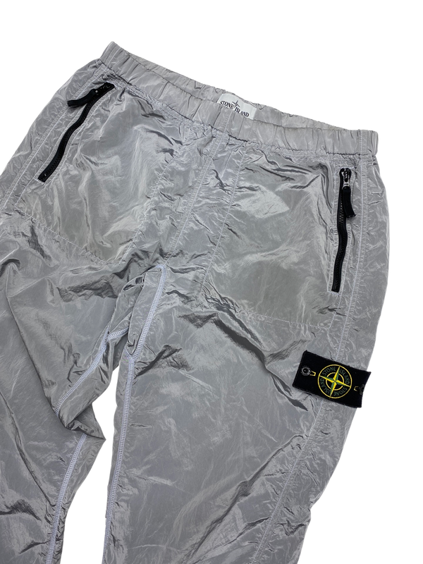 Stone Island 2018 Silver Nylon Metal Cargo Trousers