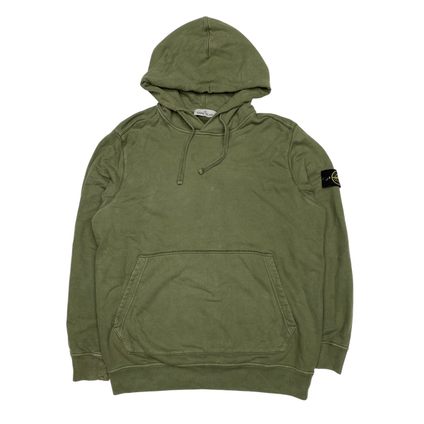 Stone Island Olive Green Cotton Pullover Hoodie