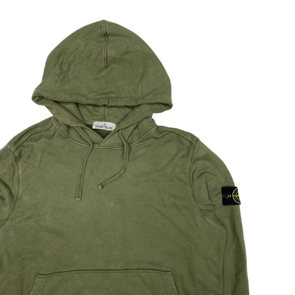 Stone Island Olive Green Cotton Pullover Hoodie