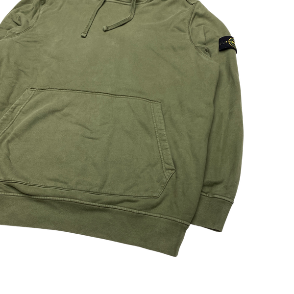 Stone Island Olive Green Cotton Pullover Hoodie