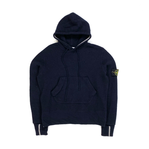 Stone Island 2006 Dark Navy Wool Pullover Hoodie