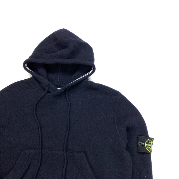 Stone Island 2006 Dark Navy Wool Pullover Hoodie