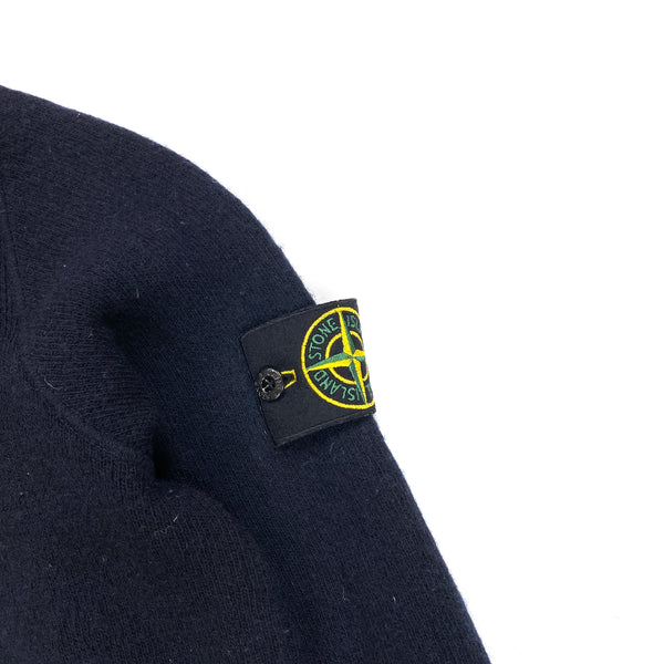 Stone Island 2006 Dark Navy Wool Pullover Hoodie